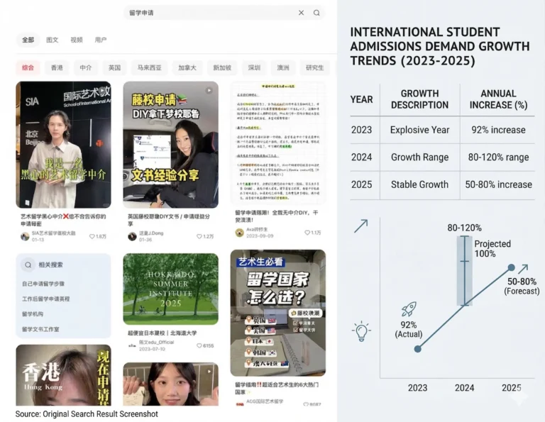 The searches trend : keywords attract Chinese students on Xiaohongshu